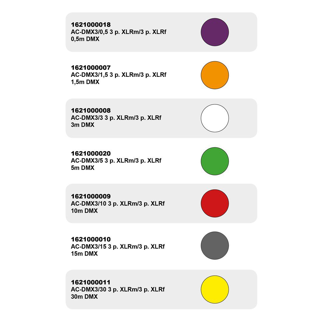 AC-DMX3/30 3 p. XLRm/3 p. XLRf 30m DMX