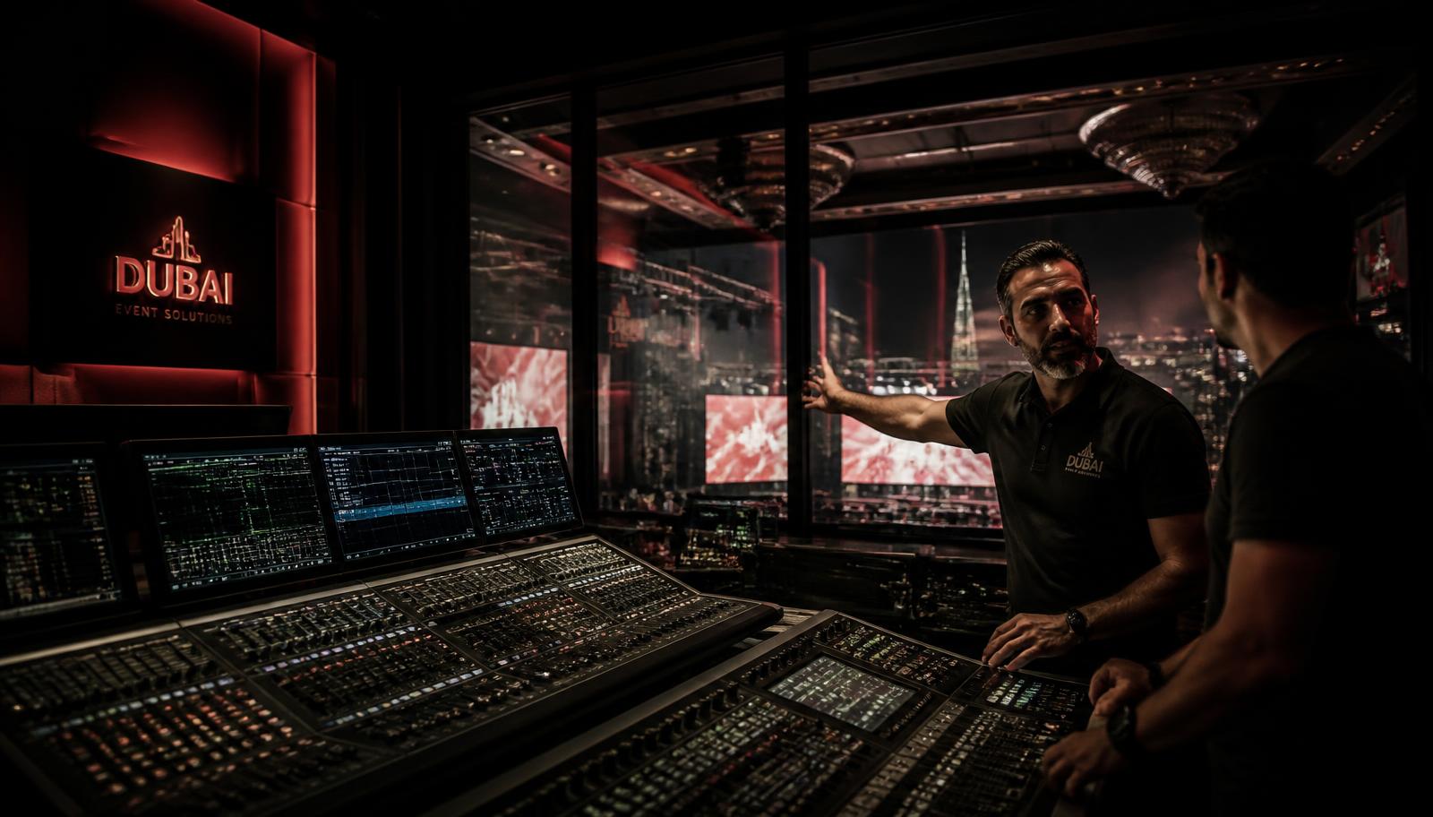 AV consultant in a Dubai venue control room