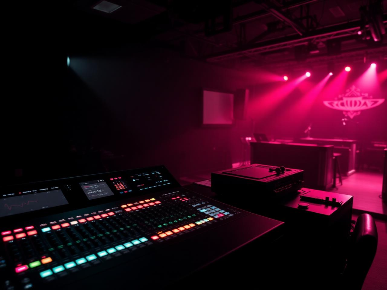 Front of house control position during a live show